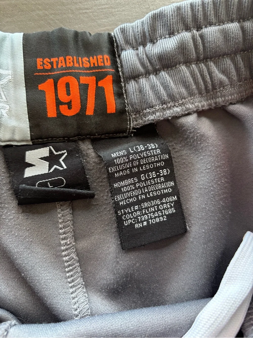 Starter Gray and Orange large Joggers with zippered legs